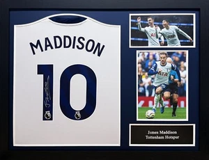 CAMISETA DE FÚTBOL ENMARCADA FIRMADA POR JAMES MADDISON 2024/25 TOTTENHAM HOTSPUR CERTIFICADO DE AUTENTICIDAD A PRUEBA - Imagen 1 de 4