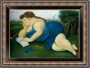 Kunst ÖLGEMÄLDE REPRO VON FERNANDO BOTERO dickes Mädchen AUF LEINWAND 24"X36" - Bild 1 von 2
