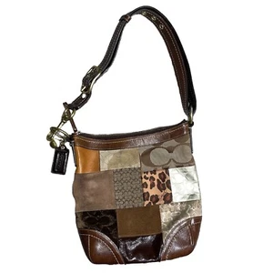 Coach Patch Work Leather & Fabric Squares Purse Shoulder Bag F0773-11497 Vintage - Picture 1 of 12