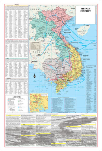 CoolOwlMaps Vietnam War Conflict Wall Map Poster Military History