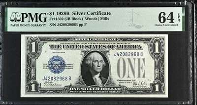 1928B $1 Silver Certificate PMG 64 EPQ Funny Back (8 of 19 Consecutive) - Image 1 of 2