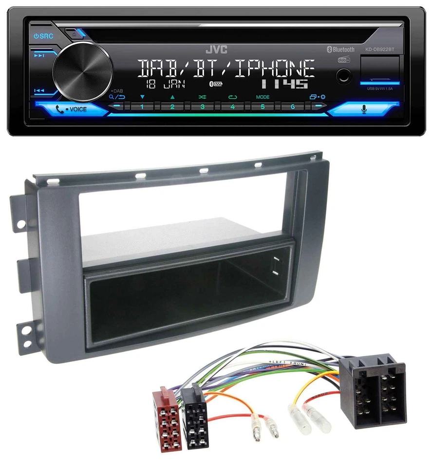 JVC Bluetooth MP3 USB DAB CD Autoradio für Smart ForFour 454 ForTwo 451 ISO - Bild 1 von 4