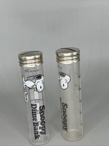 2 Stück: 1970’s Vintage SNOOPY Schulz Dime Bank Cylinder (Rival Dog Food) - Bild 1 von 2