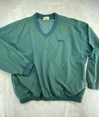 Camisa cortavientos vintage IZOD para hombre X-grande verde cazador manga larga empaquetable cuello en V Foto 1 de 4