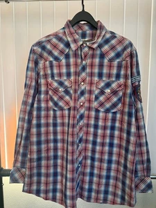 NWT Men’s Lucky Brand Western Style Plaid Pearl Snap Shirt Size X-large - Picture 1 of 8