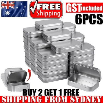 6 PCS Metal Hinged Tin Box Container Blank Portable Small Storage Container Case - image 1 of 4