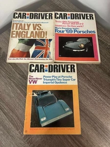 (3) VINTAGE CAR AND DRIVER MAGAZINE LOT MARCH APRIL 1969 SEPTEMBER 1968 FERRARI - Picture 1 of 2