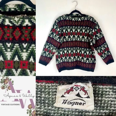 Jersey Wagner Vintage Estampado Lana Tejido Pescador Estilo Talla S/M Foto 1 de 4