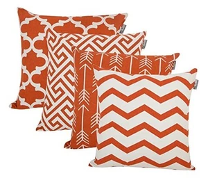 Pack of 4 |Printed Soft Decorative Square Throw Pillow Covers Cushion Rust - Picture 1 of 6