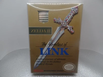 Zelda 2 The Adventures Of Link NES  GOLD CART CIB MINTY WITH PROTECTOR - Image 1 of 4