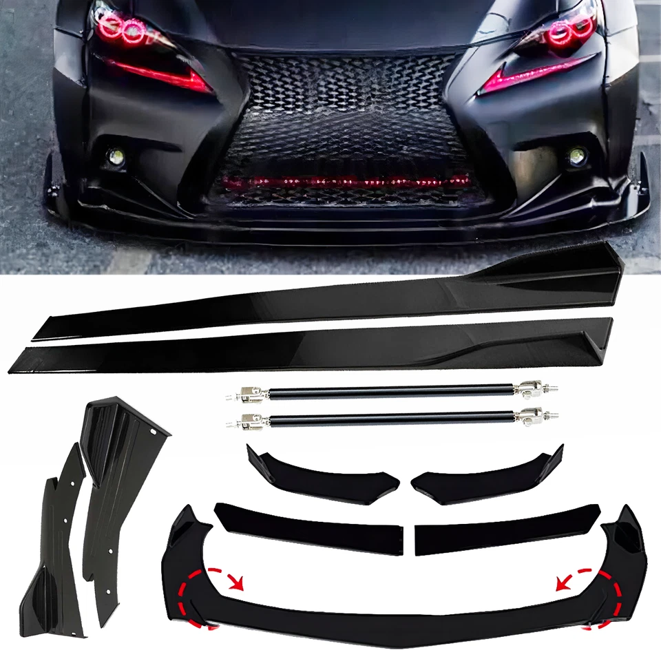 Front Bumper Lip Spoiler Glossy Black Body Kits For Lexus LS460 LS500 Side Skirt - Изображение 1 из 4