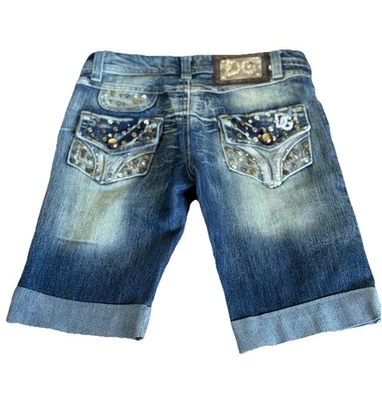 Pantalones Cortos Jean D&G Y2K Años 90 Dolce & Gabbana Mujer 28 Azul Algodón Joya Bordada Foto 1 de 4