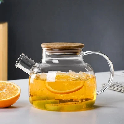 Large 1L/1.8L Heat Resistant Borosilicate Clear Glass Teapot Jug Coffee Tea Pot - Image 1 of 4