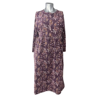 Vtg LL Bean Dress Womens Midi Long Sleeve Floral Large Petite Cottage Modest - Image 1 of 4