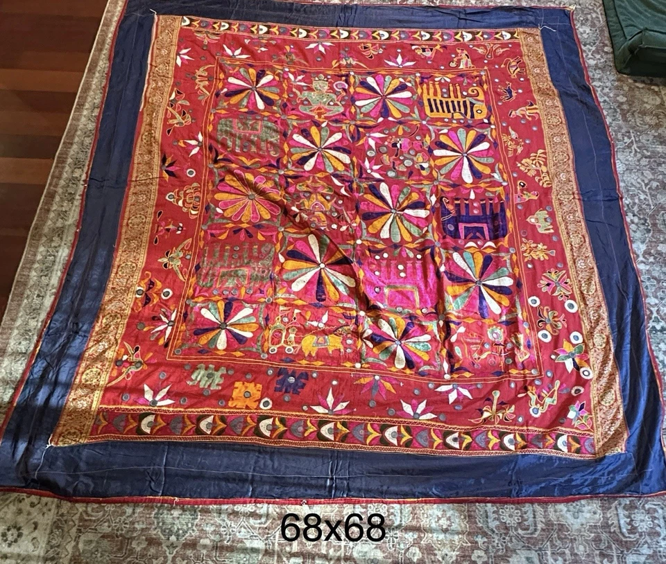 Authentic Indian Tapestry-Medium Length-square shaped with mirror work - Image 1 of 1