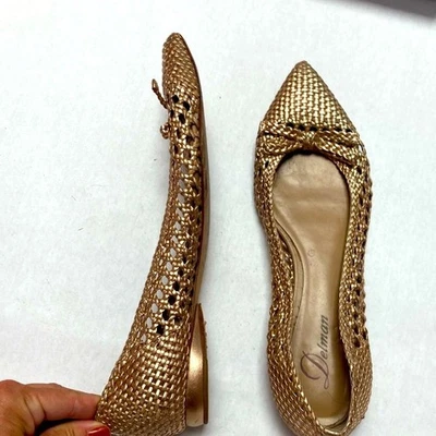 Delman Zapatos Planos Cuero Tejido Rosa Metalizado 10 Foto 1 de 4