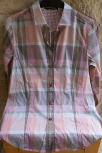 JAQUES BRITT Bluse taupe rosa grün blau Karos stretch Gr. 38 / M NEU NP 119,-- € - Bild 1 von 9