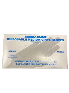 Disposable Powder Free Medium Vinly Gloves, 100 Piece - Picture 1 of 2