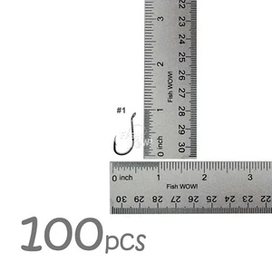 100 Stück Fische WOW!® Größe #1 Angeln J Form Oktopus Haken Hi-Carbon Black Nickel  - Bild 1 von 3
