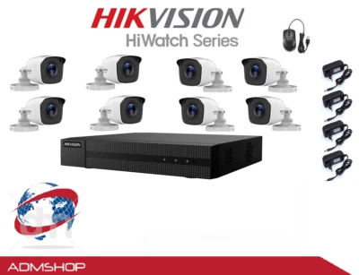 KIT VIDEOÜBERWACHUNGSKAMERAS DVR 8 CH + 8 KAMERAS HIKVISION DVR 2MPX