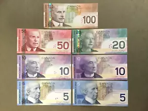 Canada Banknotes UNC Journey Series Full Set (7 Notes) $5 - $100 - Picture 1 of 16