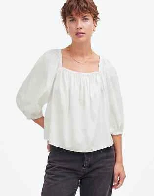 Madewell Womens Puff-Sleeve Babydoll Top White Size 00 NWT - Image 1 of 4