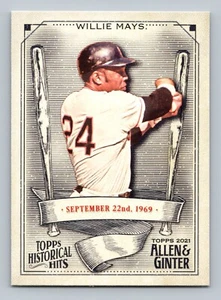 WILLIE MAYS HISTORICAL HITS 2021 ALLEN & GINTER GIANTS - Picture 1 of 2