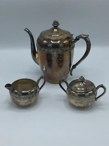 Antique F.B. Rodgers #2307 Silver Coffee/Tea Set with Creamer & Sugar Servers - Picture 1 of 2