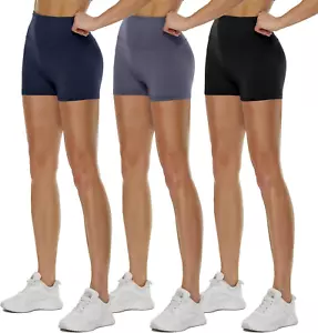 3 Pack High Waisted Biker Shorts for Women – 3"/ 5"/ 8" Black Workout Yoga Compr - Picture 1 of 12