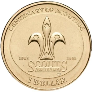 2008 AUSTRALIAN $1 DOLLAR QEII COIN | CENTENARY OF SCOUTING SCOUTS AUSTRALIA - Picture 1 of 2