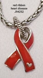 Brighton Red Ribbon heart disease awareness enamel charm pendant J94252 new B714