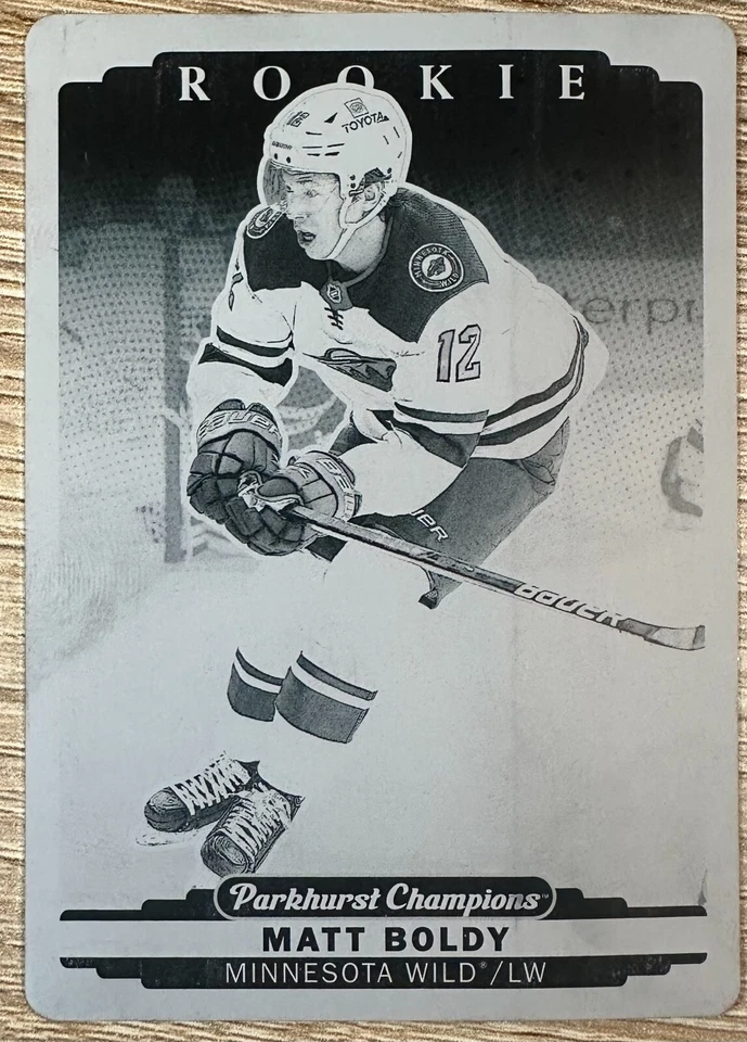2022-23 PARKHURST CHAMPIONS HOCKEY MATT BOLDY RC SP BLACK PRINTING PLATE 1/1#324 - Image 1 of 2