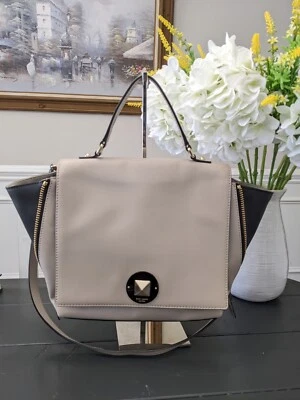 Kate Spade Leather St Abbie Satchel Shoulder Bag Taupe/Black Convertible - Image 1 of 4