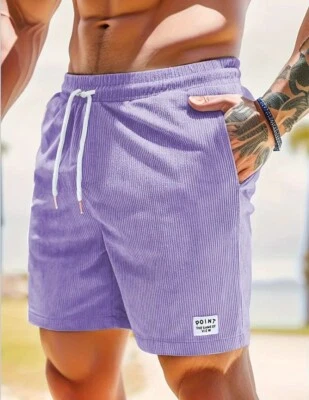 Nuevos Pantalones Cortos Para Hombre Cintura Elástica Informales Gimnasio Hasta la Rodilla Liso Verano Medio Pantalones Foto 1 de 4
