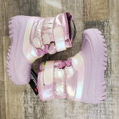 Western Chief Ascend Kids Snow Boots Sz 3 Iridescent Faux Fur Lined Winter Boots - Image 1 of 4