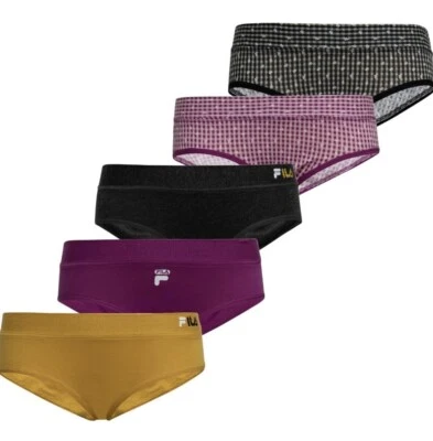 Paquete combinado de 5 ropa interior hipster Fila mostaza para mujer talla XL NUEVO CON ETIQUETAS Foto 1 de 4