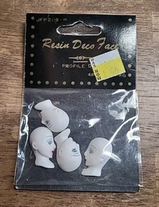 New Vintage RT/ LF FACE Resin Deco Face Head for Crafts Blue Eye Red Lips Half - Picture 1 of 2