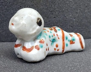 Antique Bone China Whistle Oriental Man Laying Down Orange & Blue Floral ~ S03z - Picture 1 of 12