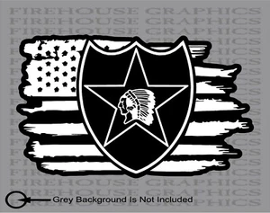 US Army 2nd Infantry Division Veteran Indianhead American flag sticker - Picture 1 of 2