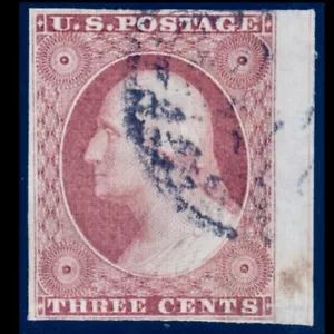 #11A 3 ¢ 1851-57, 90L5L, 4 Ränder, satte Farben & Druck Mittellinie rechts - Bild 1 von 1