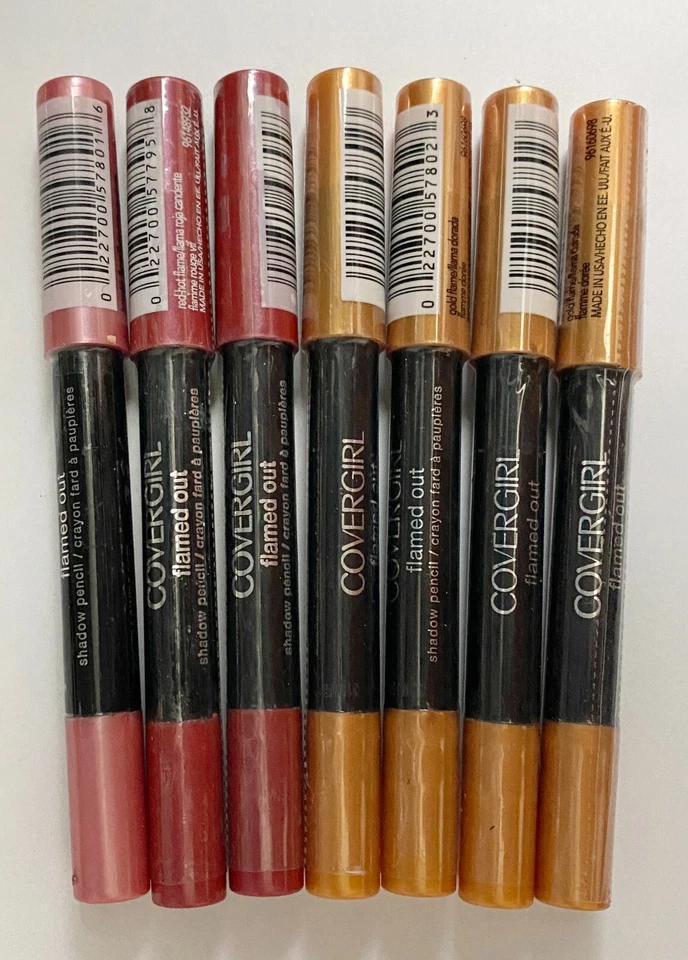 7-Pack NEW CoverGirl Flamed Out Eye Shadow Pencil in Pink Red Gold (Sealed) - Image 1 of 1