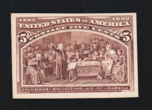 US 234P4 5c Columbian Exposition Proof on Card SCV $65 - Picture 1 of 2