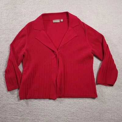 Cárdigan Top Croft & Barrow Mujer L Rojo Manga Larga Un Botón  Foto 1 de 4