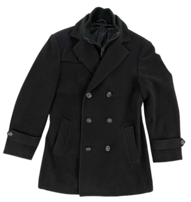 Abrigo Lauren Ralph Lauren Labrada Peacoat Hombre 36R Negro Doble Pecho LEER Foto 1 de 4