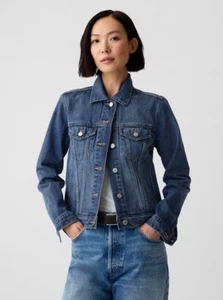 GAP Icon Denim Jacket | NWT, Sz Medium, Medium Indigo - Picture 1 of 5