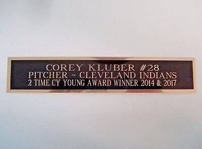 Corey Kluber Indians Autograph Nameplate For A Signed Baseball Bat Case 1.25 X 6 Cover