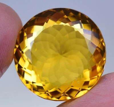 46.85 Ct Flawless Natural Mexico Yellow Opal Certified Round Cut Loose Gemstone - Image 1 of 4