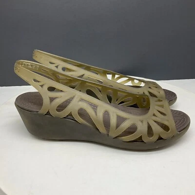 Crocs Adrina III Mini Wedge Sandals Womens 8 Espresso Brown Slip On Shoes - Image 1 of 4