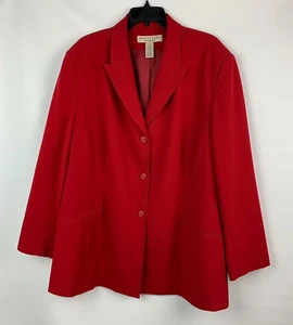 Apostrophe Woman Jacket Red Collared Buttons Pockets Lined Size 26W - Picture 1 of 10