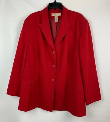 Apostrophe Woman Jacket Red Collared Buttons Pockets Lined Size 26W - Image 1 of 4